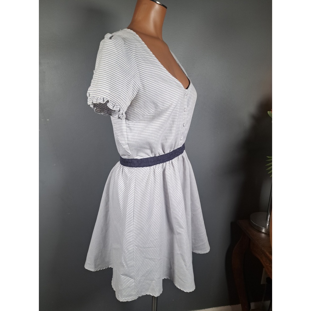 Urban Outfitters Lucca Couture Striped Open Back Mini Dress Blue White Ruffle 6